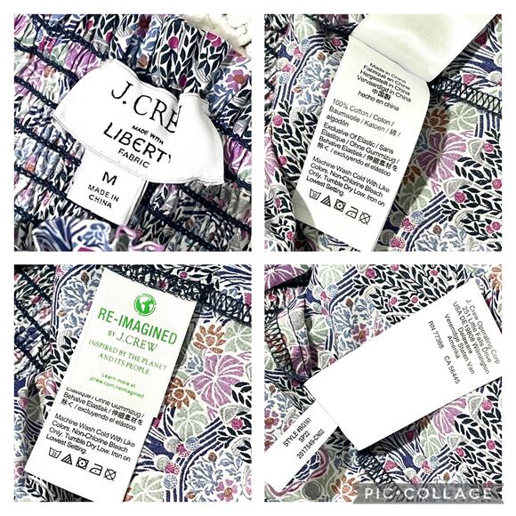 J CREW SMOCKED SQUARE-NECK ORGANIC COTTON LIBERTY PRINT SZ M - Picture 9 of 9